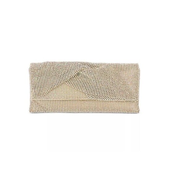 INC Hether twist diamond mesh women's clutch purse pouch - GOLD  (NEW) - Picture 1 of 7